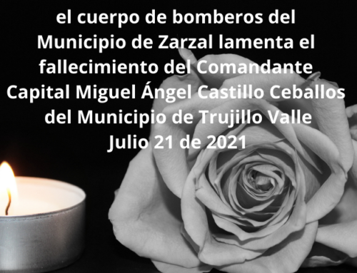 el cuerpo de bomberos del Municipio de Zarzal lamenta el fallecimiento del Comandante Capital Miguel Ángel Castillo Ceballos del Municipio de Trujillo Valle